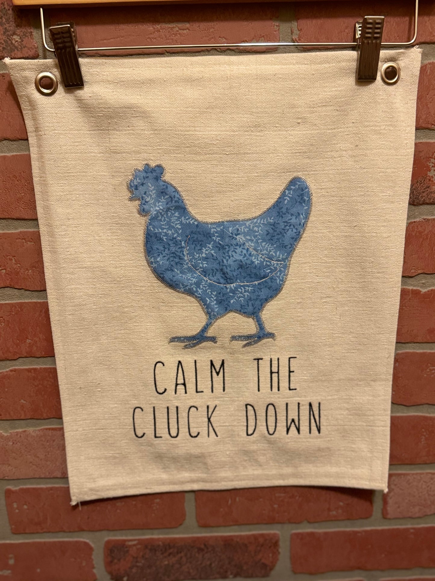 CLUCK AROUND AND FIND OUT/ CALM THE CLUCK DOWN CANVAS HANGING POSTERS