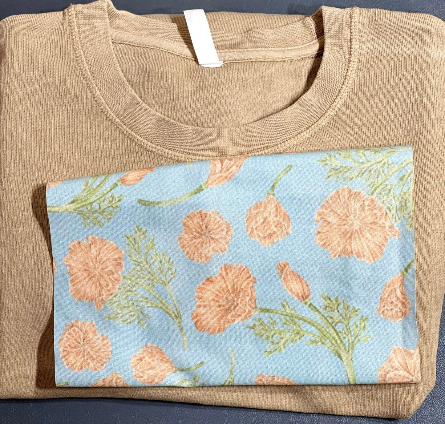 CALIFORNIA- CREWNECK APPLIQUÉ STATE FLOWER SWEATSHIRT